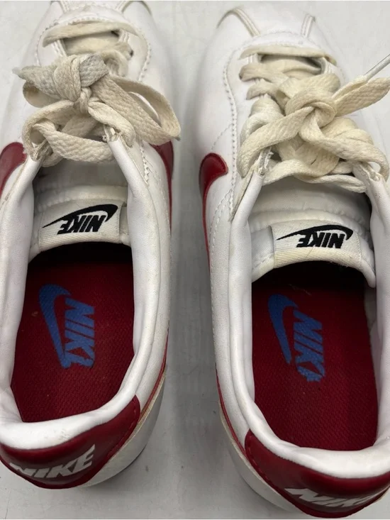 Nike White Sneakers with Red Swoosh and Blue Trim - Picture 7 of 8